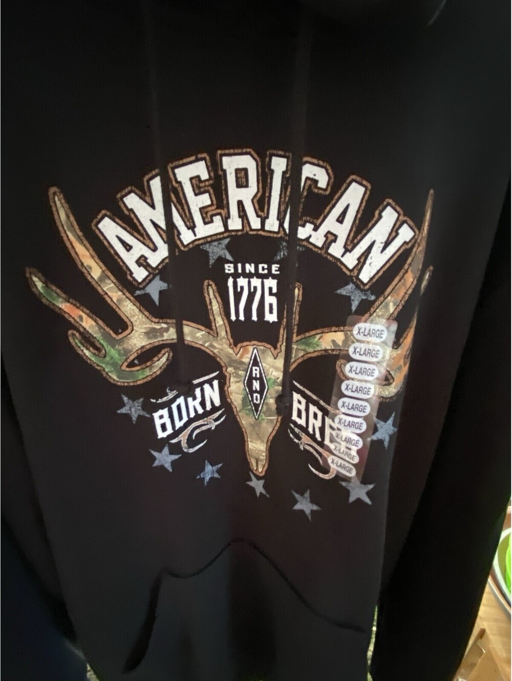 American Deer Hoodie / Sweatshirt 1776 USA Flag Whitetail Buck Hunting Outdoors